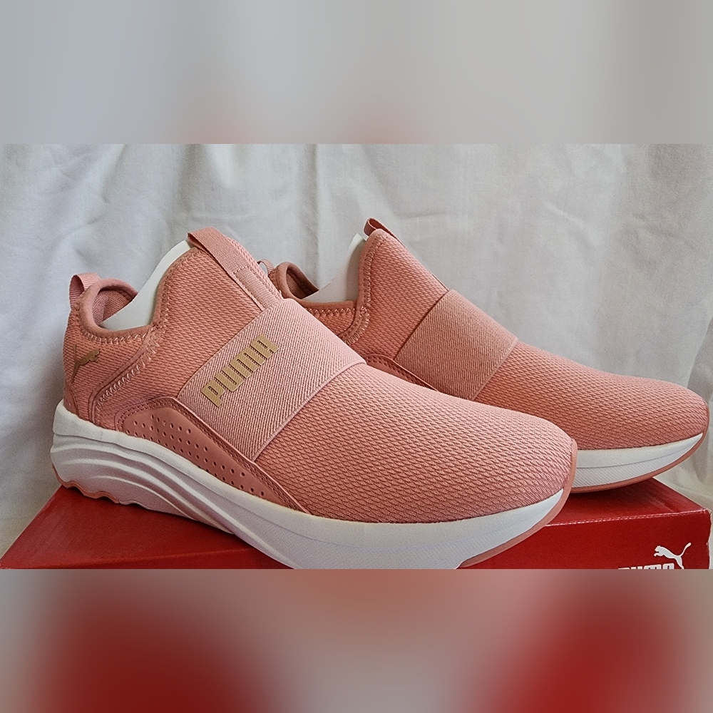 PUMA Women's Pink Slip-On Sneakers, Rose Gold